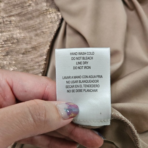 City Studio Metallic Gold Long Sleeve Tie Waist Vneck Mini Dress Juniors Size 11 - Picture 14 of 14